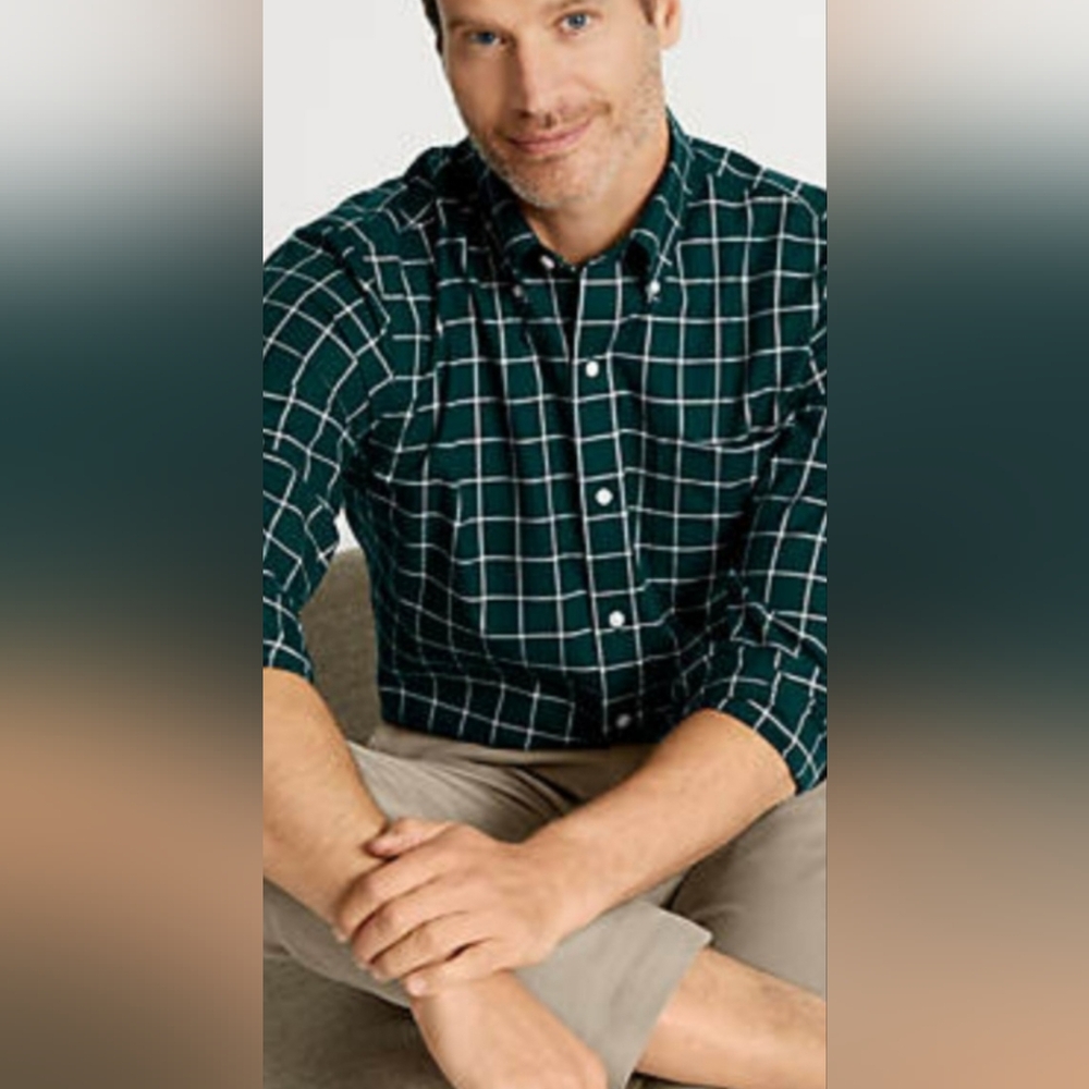 Mens Green & Khakis dress shirt L
